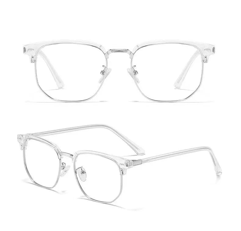 Fashion Unisex Square Plain Glasses for Men Women Metal Frame Glasses Polygon Eyeglasses Gentle Black anti Blue Light Glasses