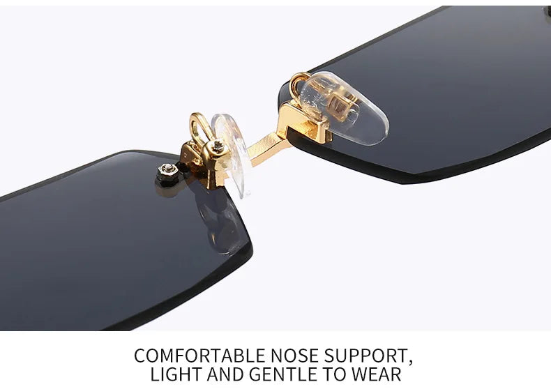 Rimless Sunglasses Rectangle Fashion Popular Women Men Shades Small Square Sun Glasses For Female Male Summer Traveling Glasses