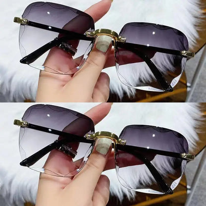 Frameless Sunglasses Y2K Gradient Fashion Korean Hip Pop Anti Ultraviolet Elegant Luxury Outdoor Travel Eyewear Women Unisex