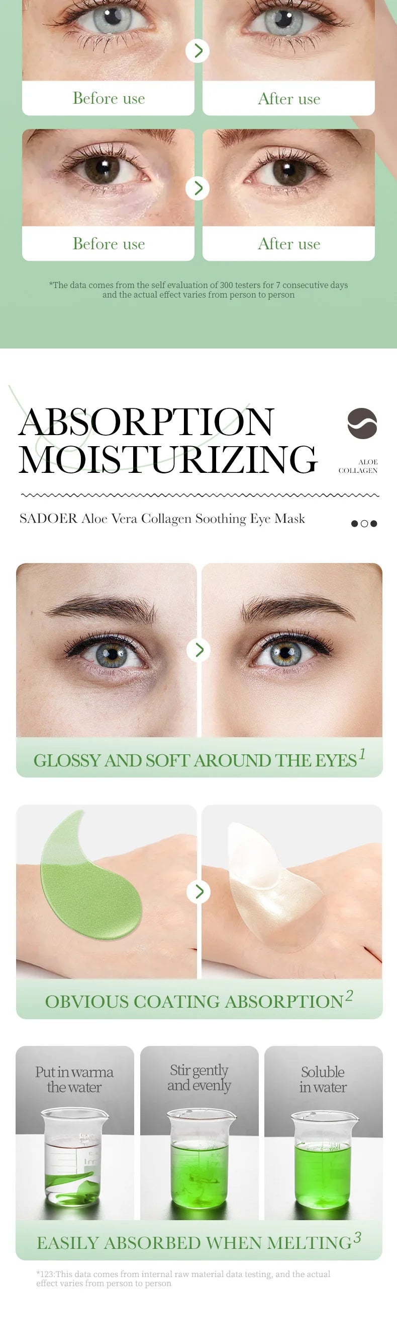 60 Pieces of Aloe Vera Collagen Eye Mask Moisturizing  Firming , Bright and Transparent Eye Mask Patches, Suitable for All Skin