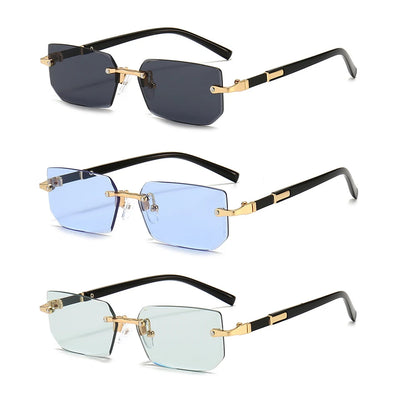 Rimless Sunglasses Rectangle Fashion Popular Women Men Shades Small Square Sun Glasses For Female Male Summer Traveling Glasses