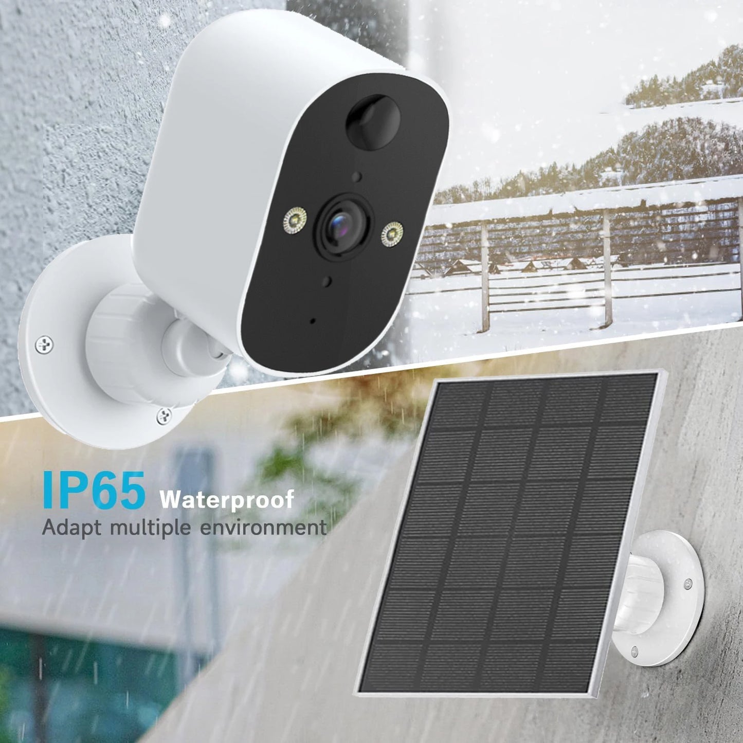 1080P WiFi Camera Solar Battery Outdoor Wireless Solar Powered Security Camera AI Motion Detection Two Way Audio Night Vision