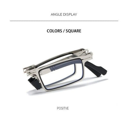 Retro Folding Reading Glasses for Men / Women Metal Frame Anti-blue Light Eyeglasses with Free Case