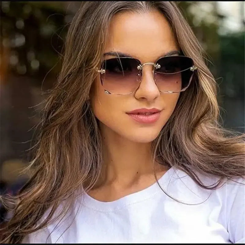 Frameless Sunglasses Y2K Gradient Fashion Korean Hip Pop Anti Ultraviolet Elegant Luxury Outdoor Travel Eyewear Women Unisex