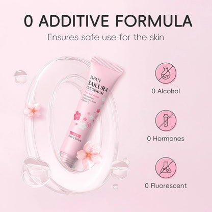 LAIKOU Sakura Roller Eye Serum 15ml Moisturizing Eye Care Reduce Dark Circles Puffiness Fine Lines Anti Aging Brightening Eye