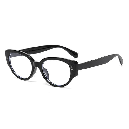 Vintage Black-framed Unique Plain Face-shaped Sunglasses With Cat-eye Round Lenses, Slimming Effect For Oval Face Women 18153