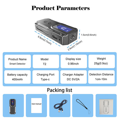 AI-Powered Portable RF Signal Scanner Hidden Camera Detector With HD Display Anti-Spy Device for Hotel And Travel Safety