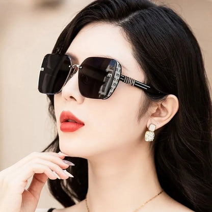 Square Sparkling Sunglasses for Women Men Luxury Ocean Lens Oversized Fashion Shades