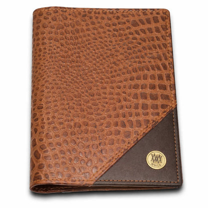 WRIZA Tan Genuine Leather RFID Protected Wallet for Men Women Trips 3 Card Sim Memory Card Slots Passport Cover for Credit Cards