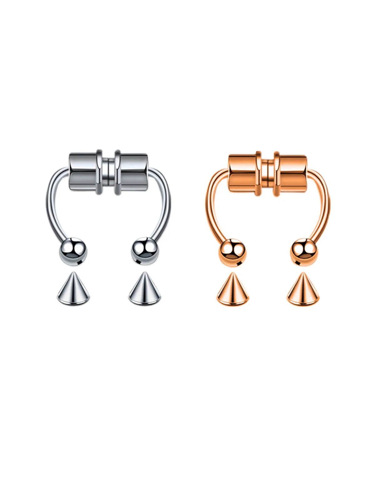 Magnetic Non Pierced Nose Ring Stainless Steel Horseshoe Hoop 2 Or 5 Pcs