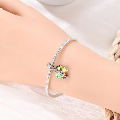 Colorful 925 Silver Plated Butterfly Zircon Charm Bead For Diy Bracelets
