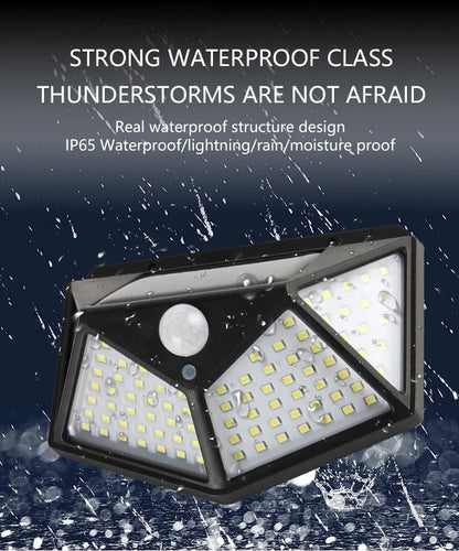 100 LED Solar Wall Lamp Waterproof Motion Sensor Outdoor Garden Lights