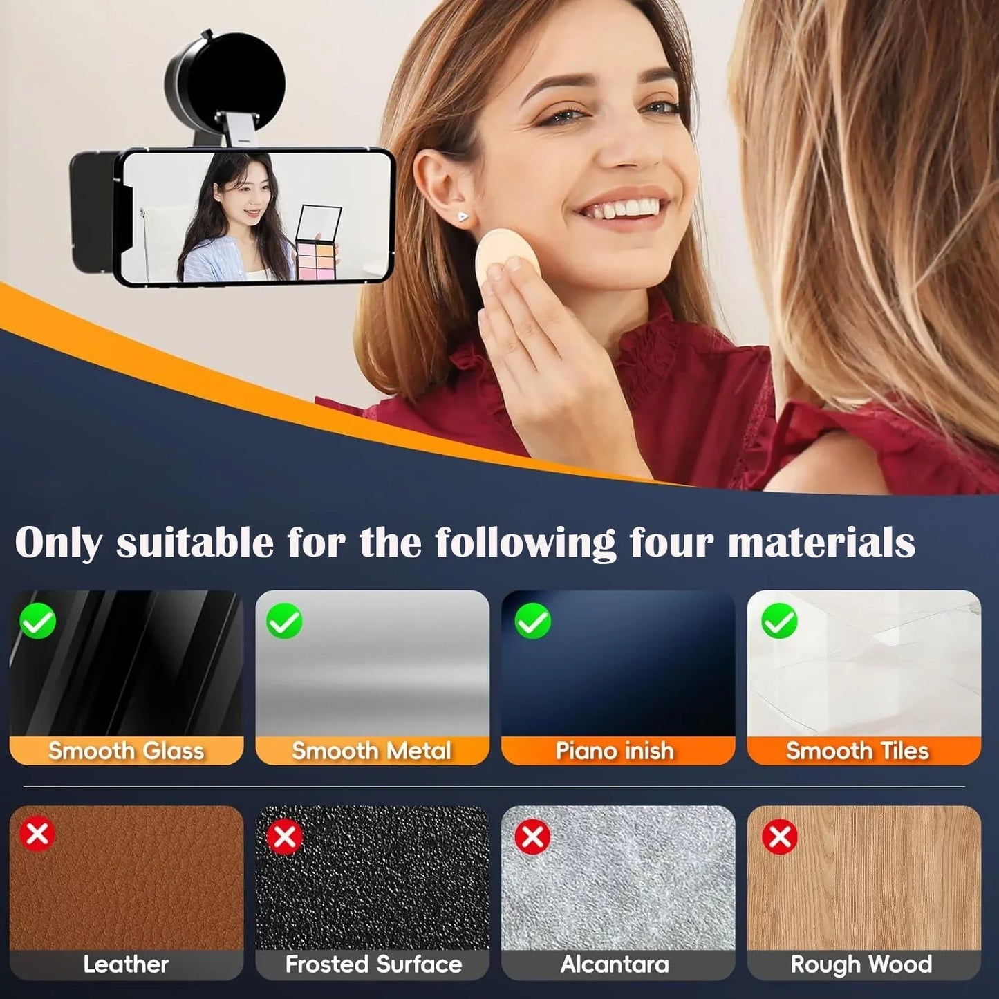 Upgraded Aluminum Alloy Nano Gel Vacuum Magnetic Phone Holder – 360° Rotating, 110LBS Strong Suction for Car, Kitchen & Smooth