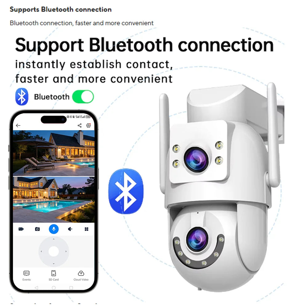 Jooan 4K 8MP HD Wifi PTZ Camera Outdoor 5G Wifi Dual Lens Security IP Cameras 5X Zoom AI Tracking ONVIF CCTV Surveillance Camera