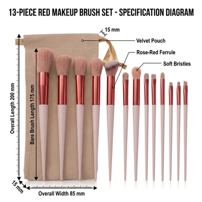 13 Piece Soft Makeup Brushes Set With Travel Case For Eye Face Cosmetics