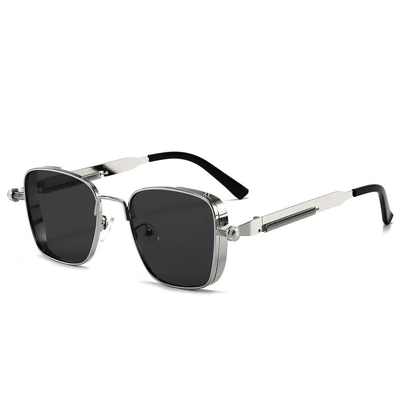 Retro Square-shaped Steampunk Men's Sunglasses With Protection Round Face Metal High-end Style Suitable For Advanced Men 8479