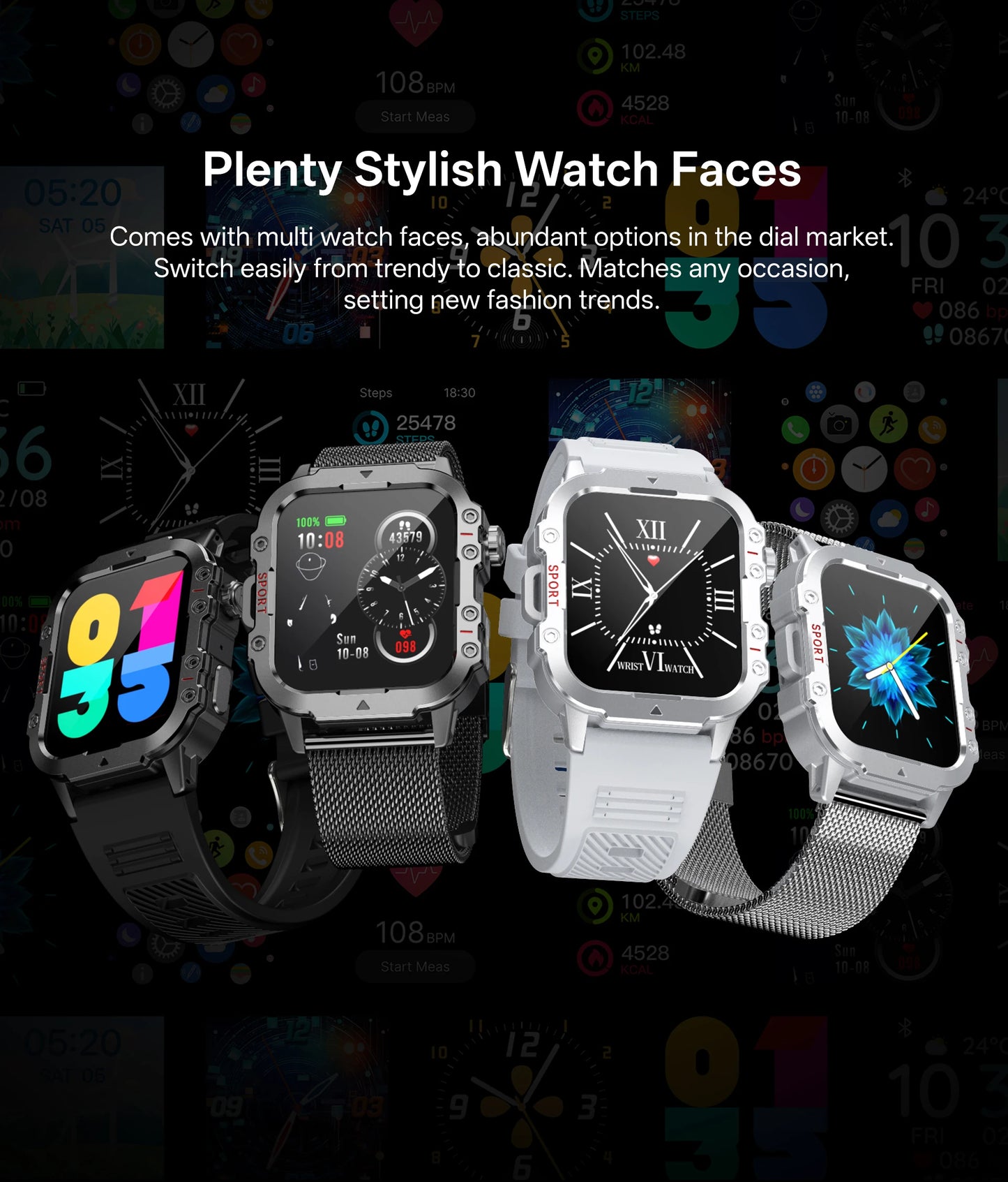 2026 New Military Smart Watch Men IP67 3ATM Outdoor Sports Fitness Tracker Health Monitor 1.44Inch BT Call Smartwatch