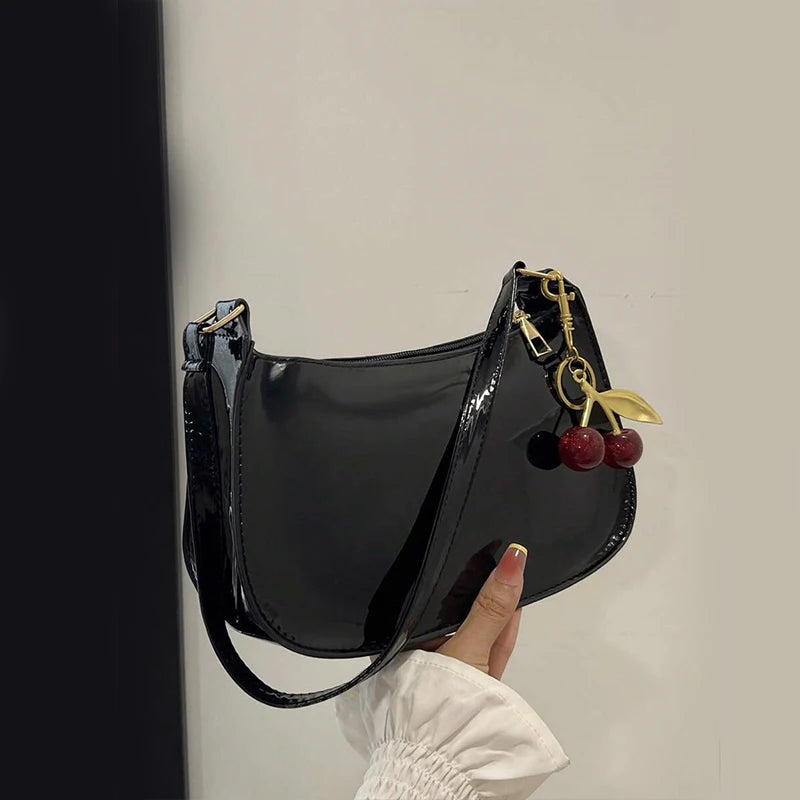 Cherry Pendant PU Leather Shoulder Bag