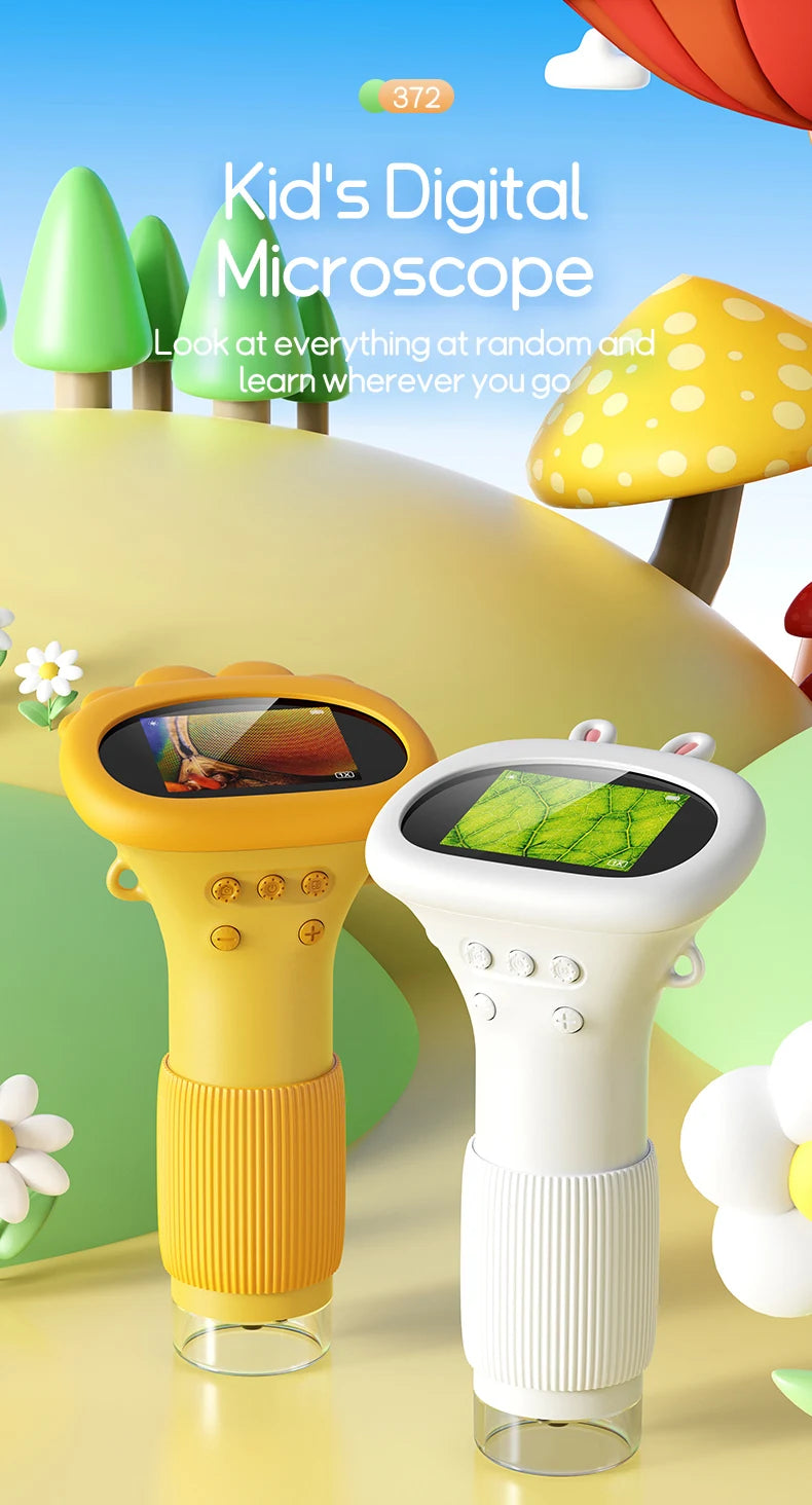Microscope for Kids Children Microscope with 2 Inch Screen 1000x Zoom Mini Handheld Microscope Camera Christmas Birthday Gifts