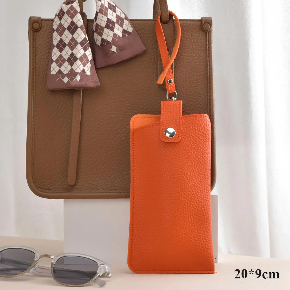 Soft Lychee Pattern PU Leather Glasses Bag Retro Sunglasses Case Portable Myopia Frame Case Simple Eyeglasses Eyewear Storage