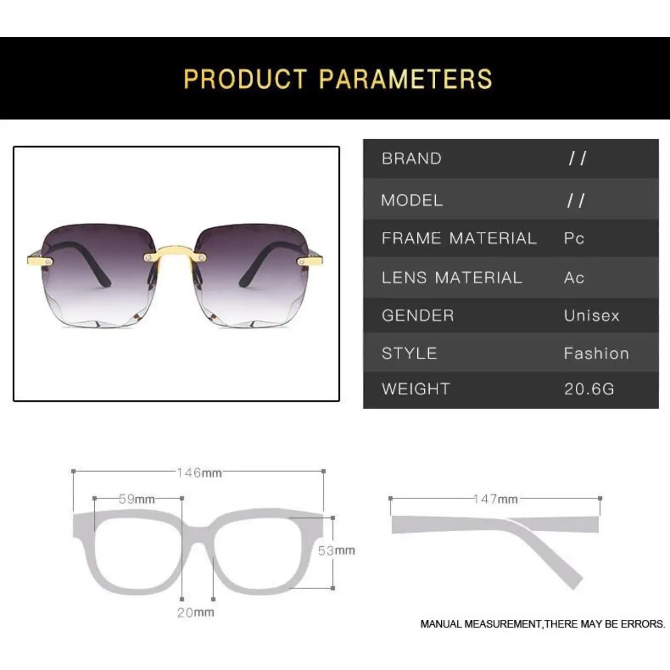 Frameless Sunglasses Y2K Gradient Fashion Korean Hip Pop Anti Ultraviolet Elegant Luxury Outdoor Travel Eyewear Women Unisex