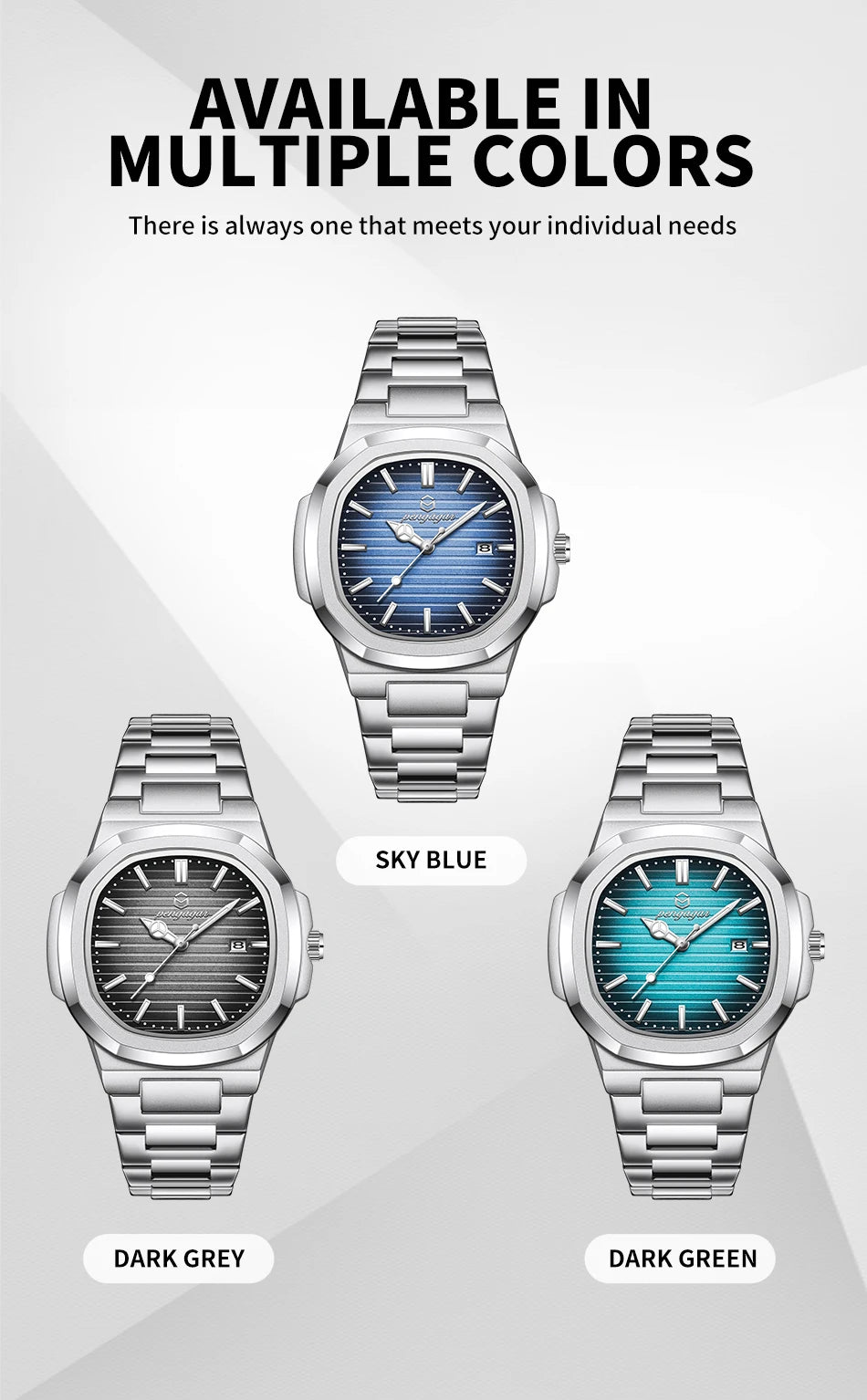 2026 New Luxury Military Man Watch Square Waterproof Luminous Date Week Men Watch Stainless Steel Quartz Men's Watches Reloj+box