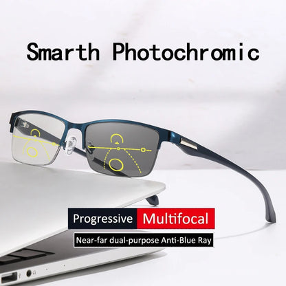 Color-changing Presbyopic Glasses, Automatic Zooming Glasses, Half-frame Glasses, Anti-blue Light Presbyopic Glasses808
