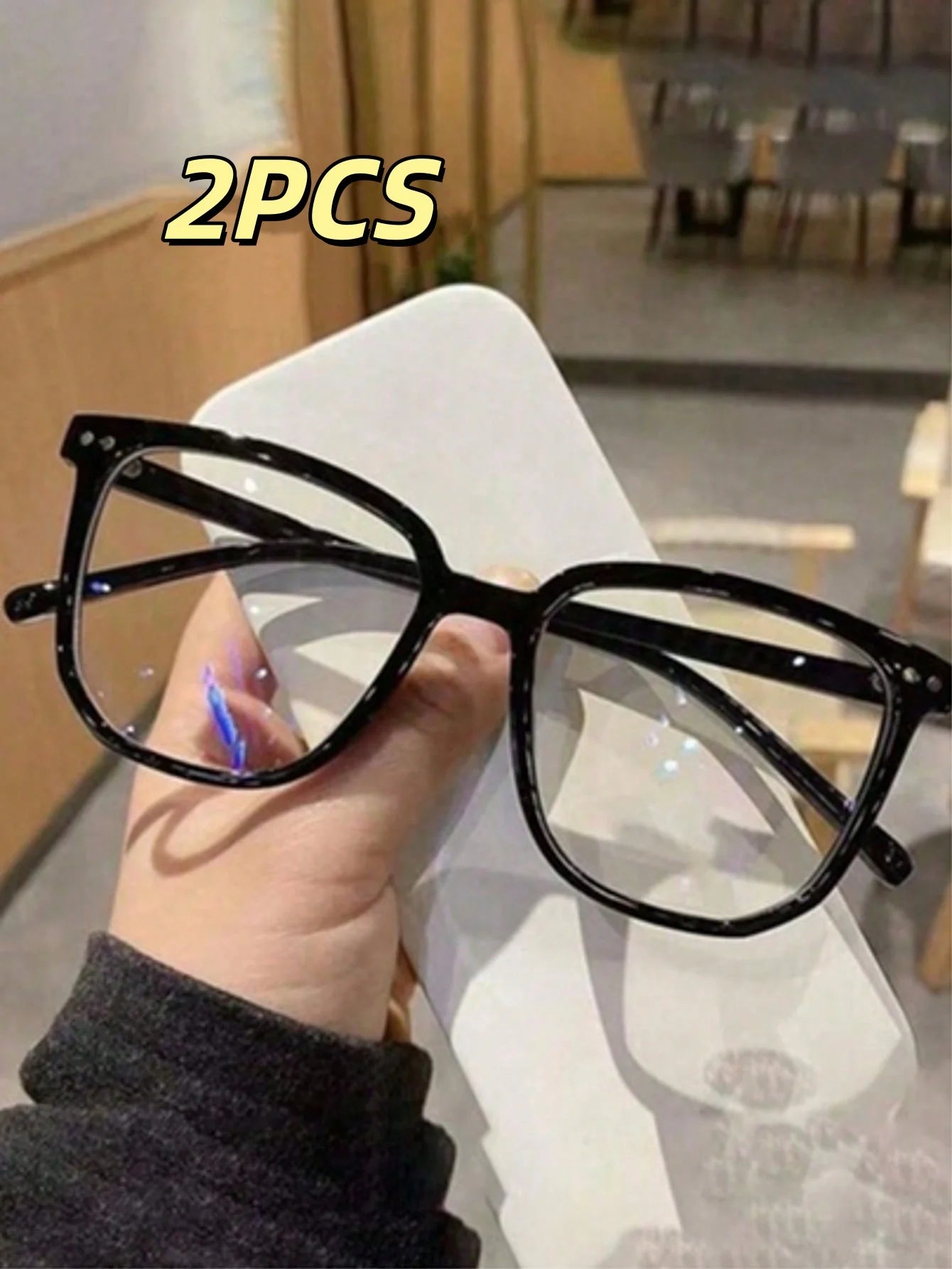 1/2/3 Pairs of Universal Fashion Glasses, Square-Framed Glasses, Fashionable Campus Style, Clear Black Frame, Back to School