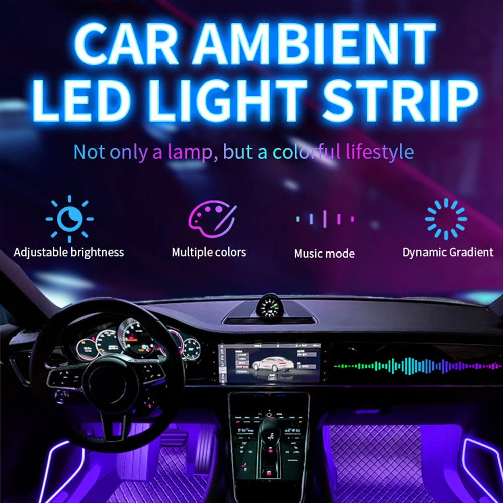 Automotive Ambient Light Foot Interior Modification LED Ambient Light Car USB/Cig Music Atmosphere Decorative Strip Lamp
