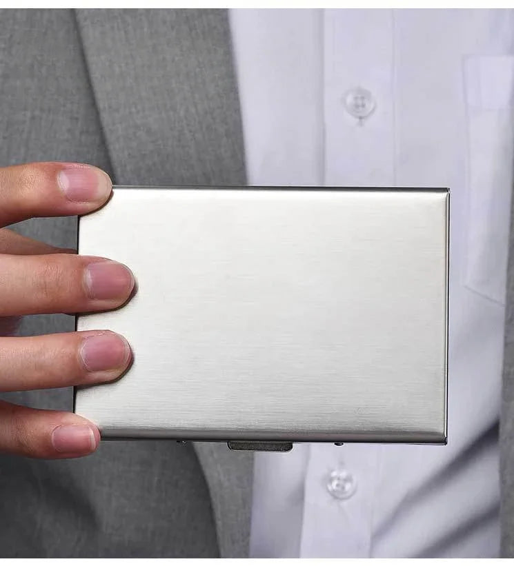 Stainless Steel RFID Anti-Theft Card Holder, Ultra Thin Anti-Demagnetization Metal Wallet, Portable Credit Purse for Men Women