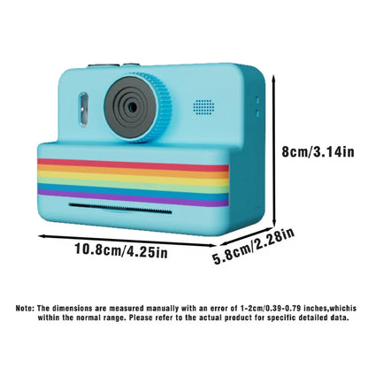 Kids Instant Camera with 32GB Memory Card & Color Pencil, Dual Cameras, Flashlight, the Perfect Gift for Boys and Girls.