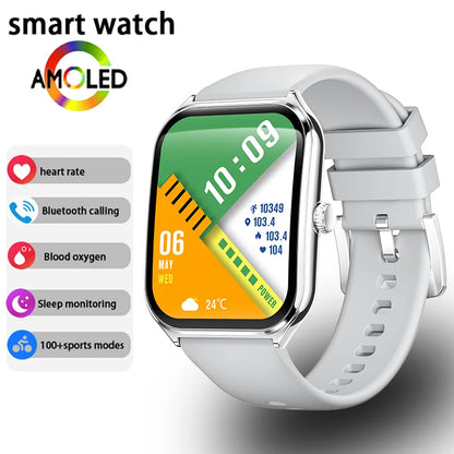 New Ultra Thin Smart Watch Men 1.96' AMOLED HD Pixel Display Always Show Time BT Call Reminder Smartwatch Ladies For Android iOS