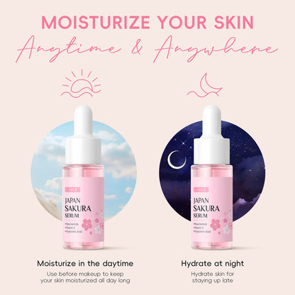 LAIKOU Japan Sakura Serum 17ml Tighten Pores Moisturizing Balance Skin Tone Brightening Facial Essence