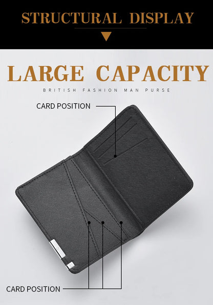 Men's Mini Ultra-Thin Vertical Style Short Wallet with Multiple Card Slots Credit Card Holder Youth Compact Wallet