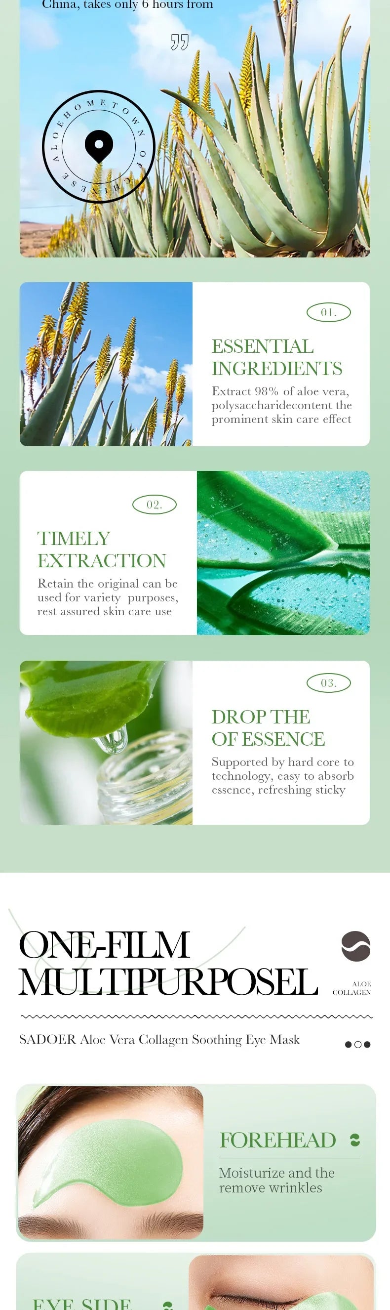 60 Pieces of Aloe Vera Collagen Eye Mask Moisturizing  Firming , Bright and Transparent Eye Mask Patches, Suitable for All Skin