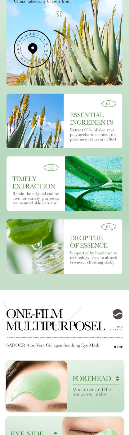 60 Pieces of Aloe Vera Collagen Eye Mask Moisturizing  Firming , Bright and Transparent Eye Mask Patches, Suitable for All Skin