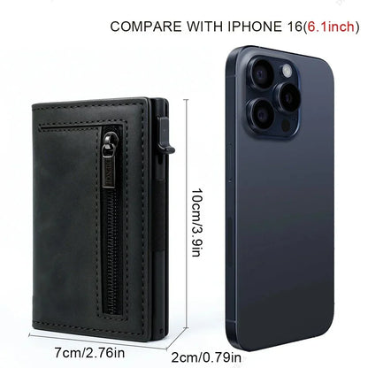 Magnetic Credit Card Holder Luxury Men Wallet Rfid Blocking Pop Up Minimalist Wallet Leather Bank Cardholder Case Vallet for Men