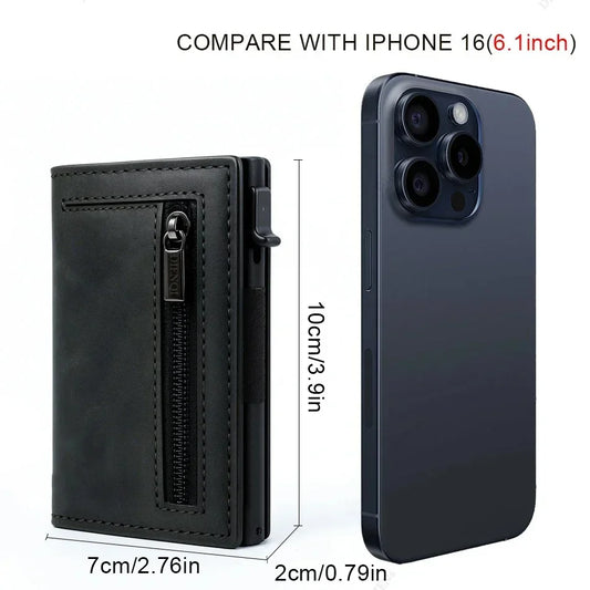Magnetic Credit Card Holder Luxury Men Wallet Rfid Blocking Pop Up Minimalist Wallet Leather Bank Cardholder Case Vallet for Men