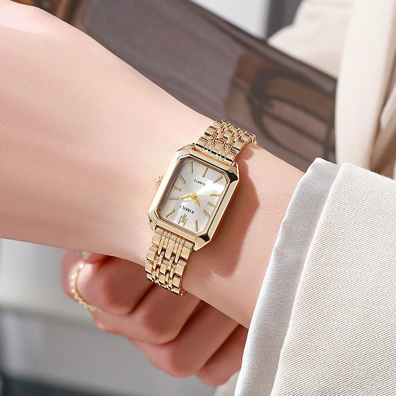 2026 Hot Brand Stainless Steel Strap Watch Women Luxury Gift Quartz Wristwatch Student Fashion Simple Square Quartz Watches