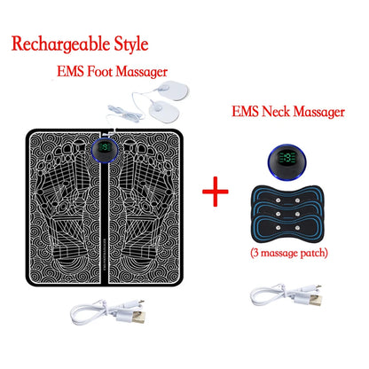 Remote Controller Rechargeable EMS Foot Massager Pad, Portable Electric EMS Muscle Stimulation Massage Mat Relief Pain Relax