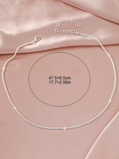 Fashion Simple Sparkling Necklace For Women Silver Color Clavicle Chain Choker Necklace Female Korean Wedding Party Jewelry Gift
