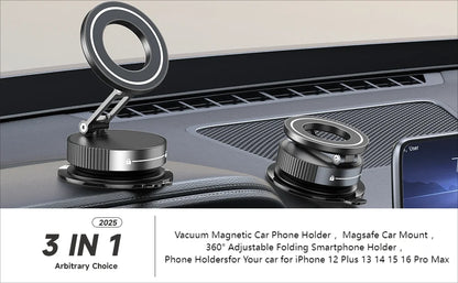 Upgraded Aluminum Alloy Nano Gel Vacuum Magnetic Phone Holder – 360° Rotating, 110LBS Strong Suction for Car, Kitchen & Smooth
