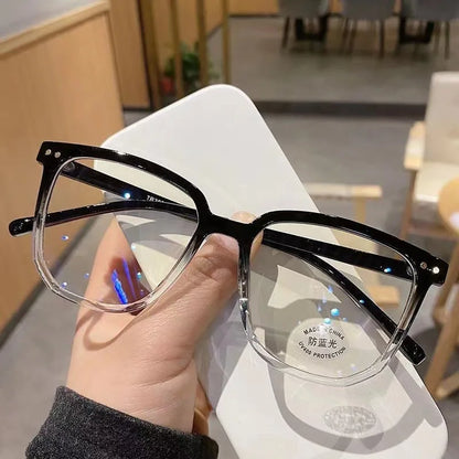 Minimalist Square Blue Light Blocking Glasses Personality Rivets Plain Face Slimming Unisex Clear Glasses 1962