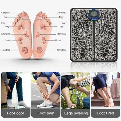 Remote Controller Rechargeable EMS Foot Massager Pad, Portable Electric EMS Muscle Stimulation Massage Mat Relief Pain Relax
