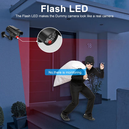 Simulation Solar Camera Fake Camera Outdoor CCTV Surveillance Simulation Fake Camera Waterproof And Safe Home Flashing LED Light