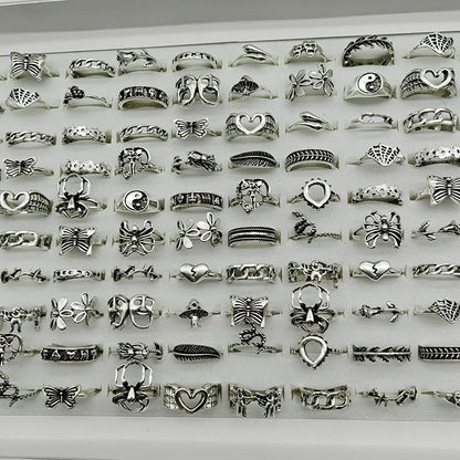 Silver Plated Zinc Alloy Women Rings With Flower Spider Snake Design