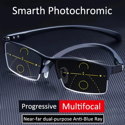 Color-changing Presbyopic Glasses, Automatic Zooming Glasses, Half-frame Glasses, Anti-blue Light Presbyopic Glasses808