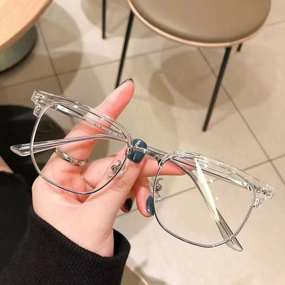 Fashion Unisex Square Plain Glasses for Men Women Metal Frame Glasses Polygon Eyeglasses Gentle Black anti Blue Light Glasses