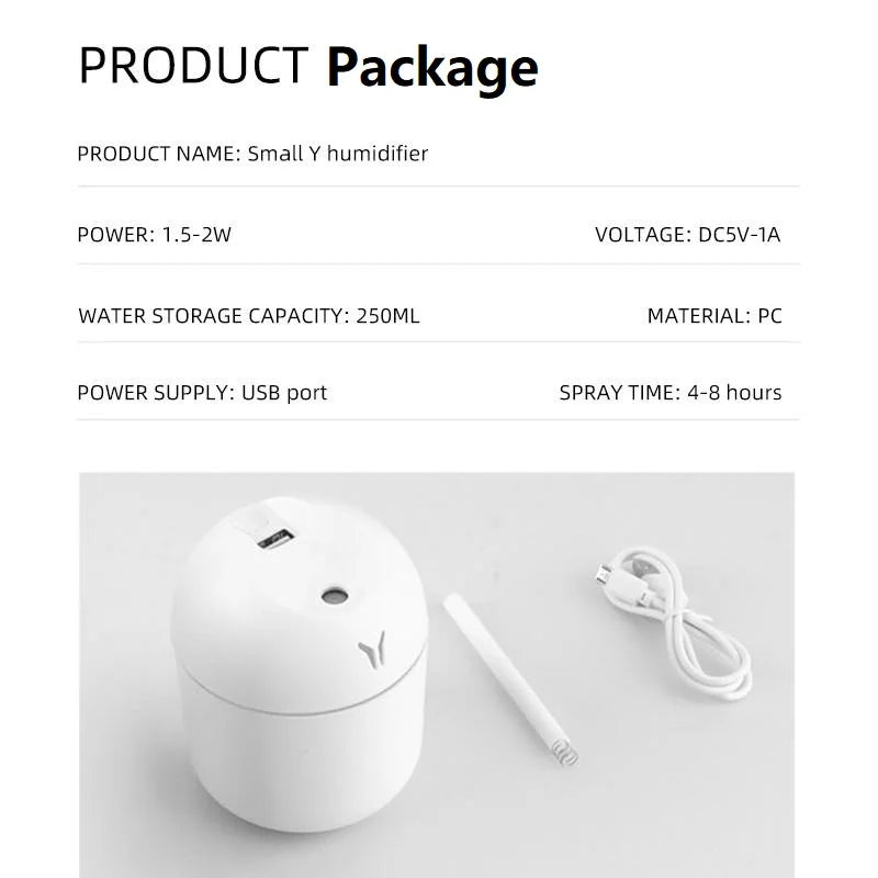 Atwfs 250ML Usb Mini Air Humidifier Essential Oil Diffuser Led Light Home Car