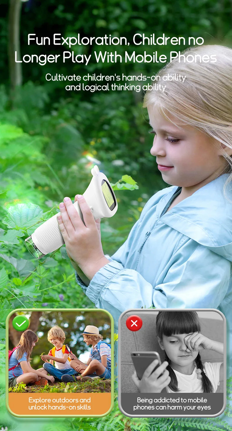 Microscope for Kids Children Microscope with 2 Inch Screen 1000x Zoom Mini Handheld Microscope Camera Christmas Birthday Gifts